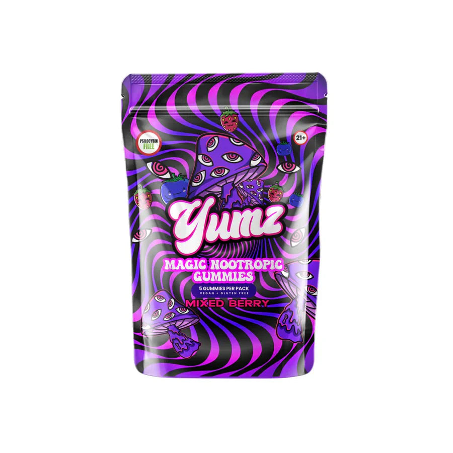 YUMZ Magic Nootropic Mushroom Gummies 5 Pack Vegan Focus Gummies