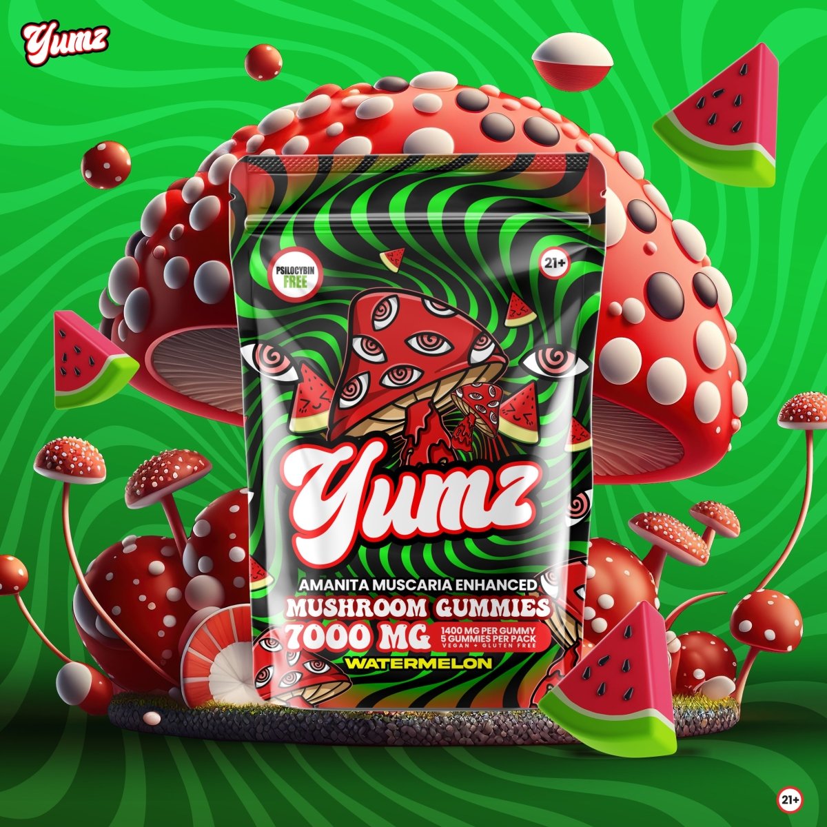 Yumz Amanita Muscaria Mushroom Gummies Psilocybin Free 